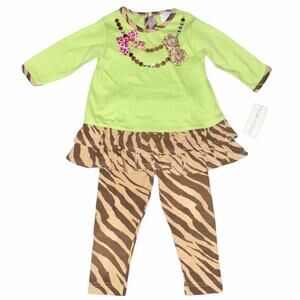 NEW 24m Peaches n Cream Girls Boutique Animal Print Tunic Outfit Set